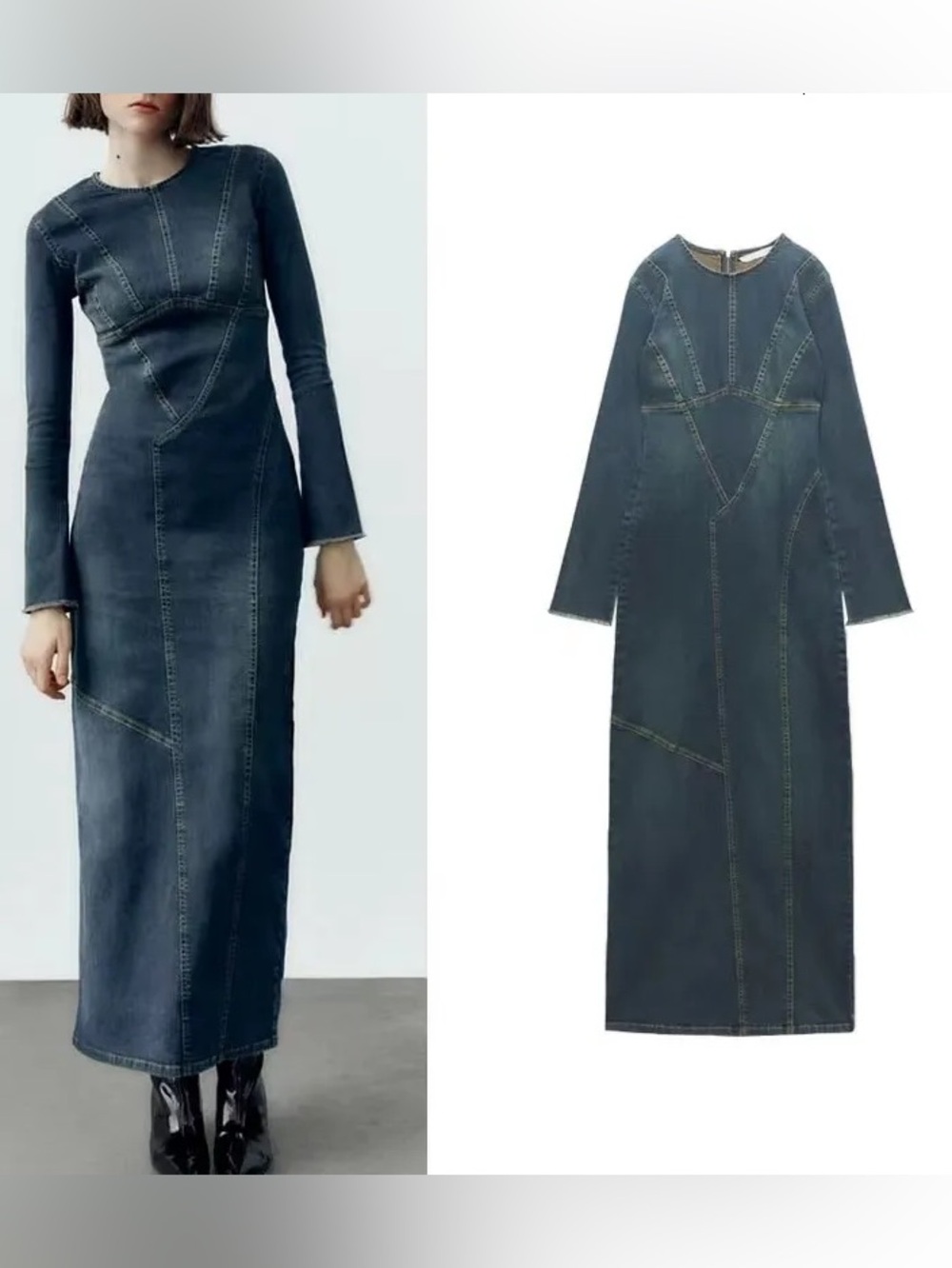 Zara TRF Denim Midi/Maxi Dress
